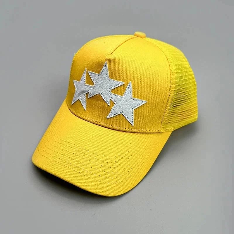 Yellow Star Embroidered Mesh Cap
