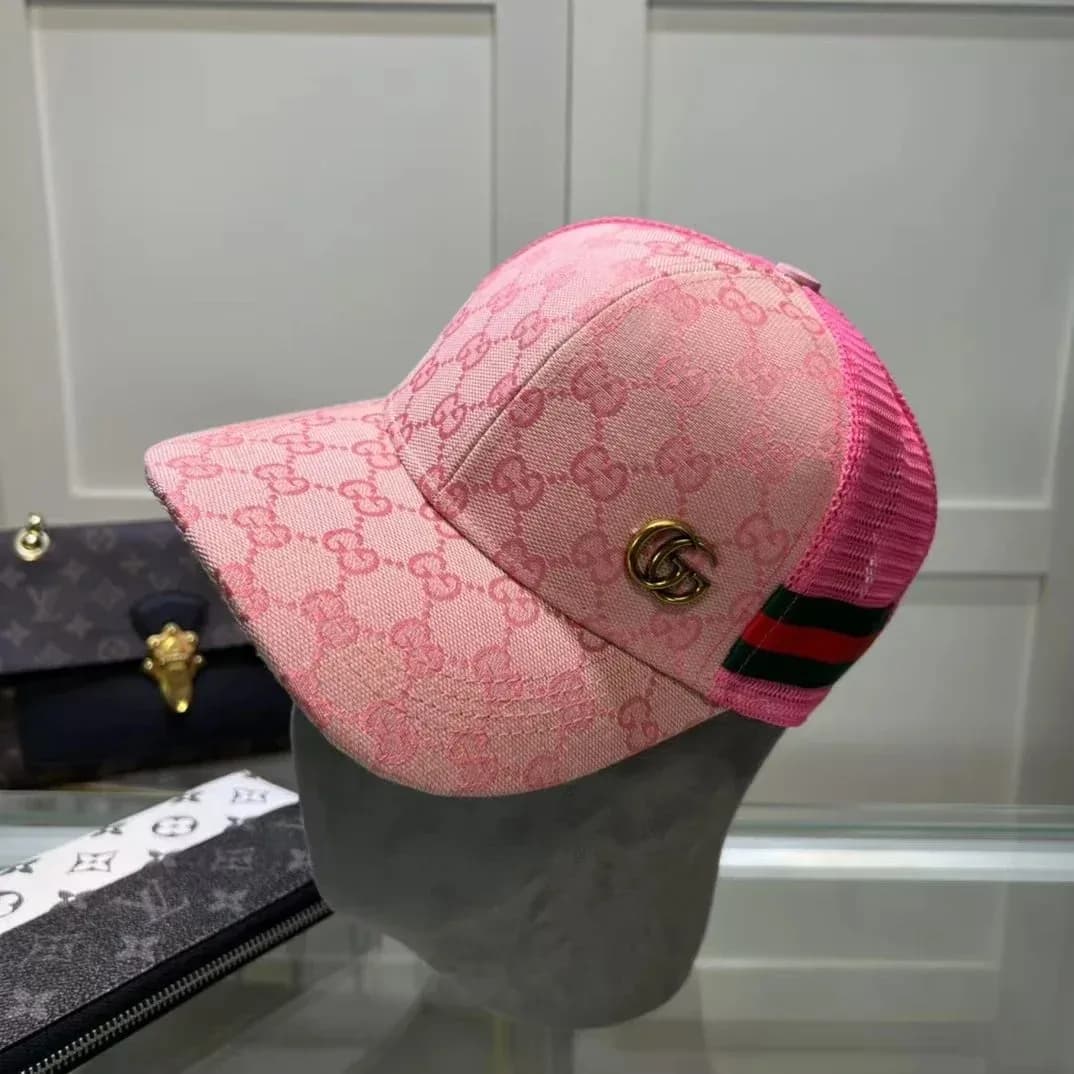 Gucci Pink GG Supreme Trucker Cap