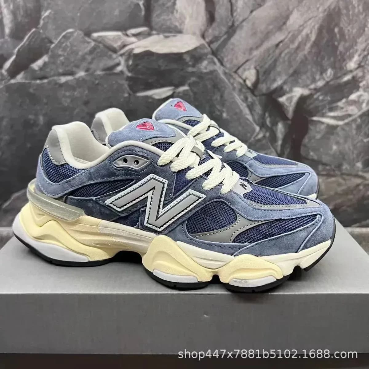 Blue and Yellow Runner Sneakers with Sculpted Sole