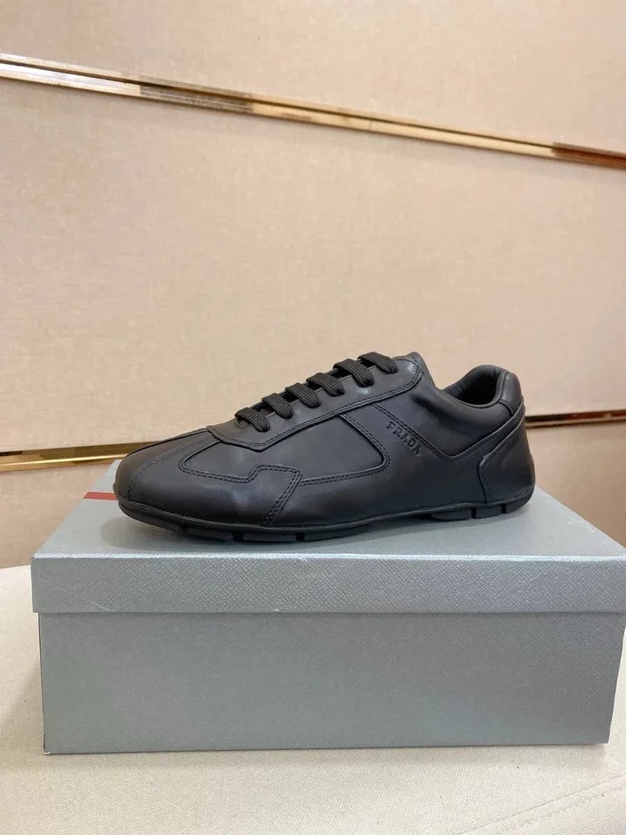 Black Chunky Runner Sneakers with Triangular Side Badge