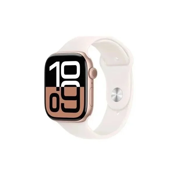 Apple Series 10 Gold Watch with White Band