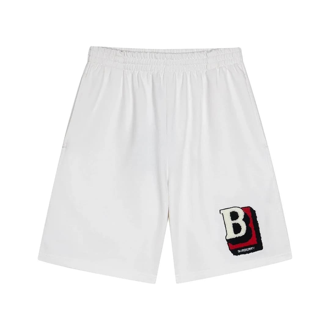 Burberry White B Logo Shorts