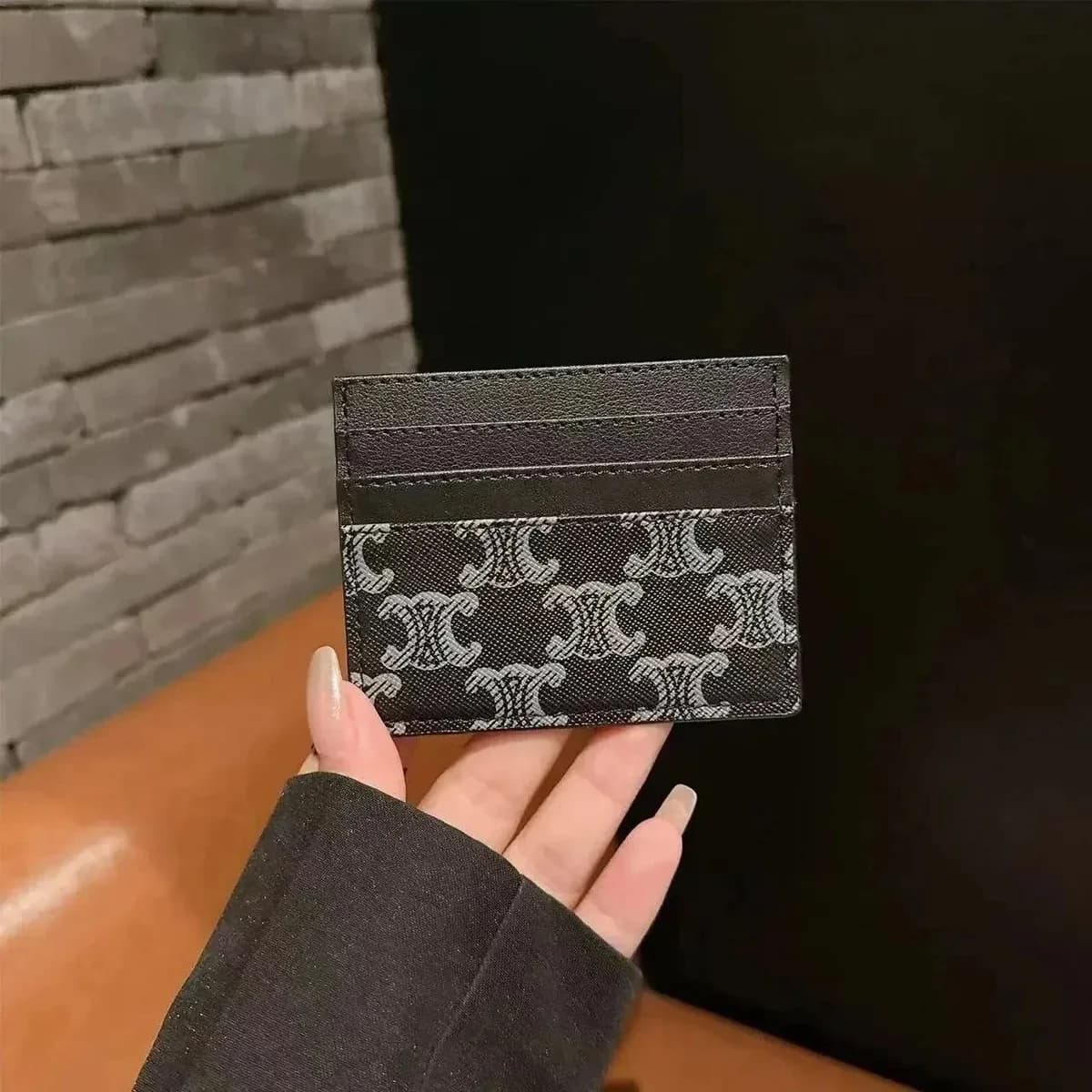 Celine Classic Flap Card Holder Black/White