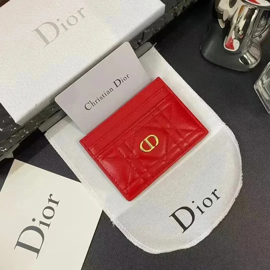 Dior Classic Flap Red Leather Card Holder