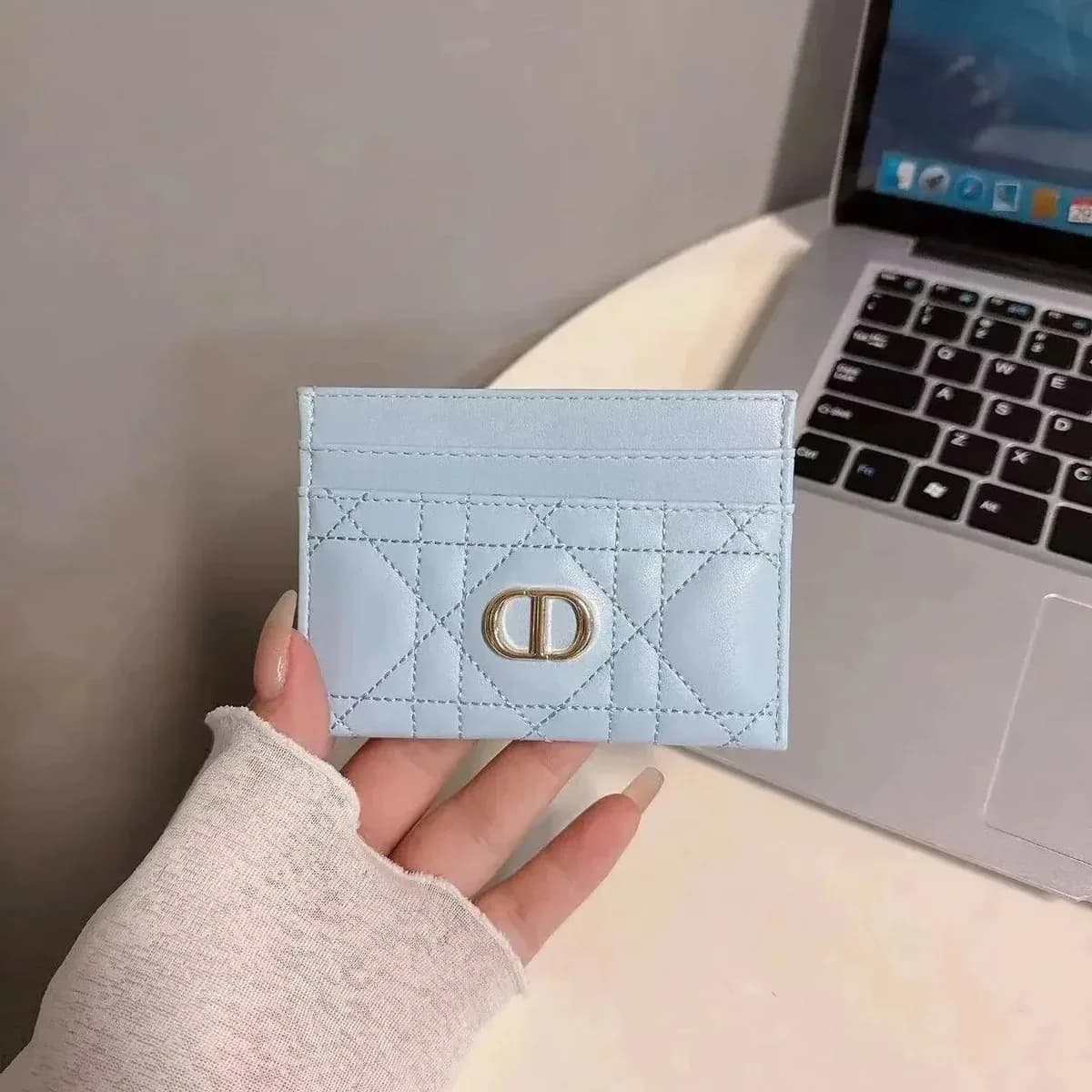 Dior CD Logo Light Blue Cardholder