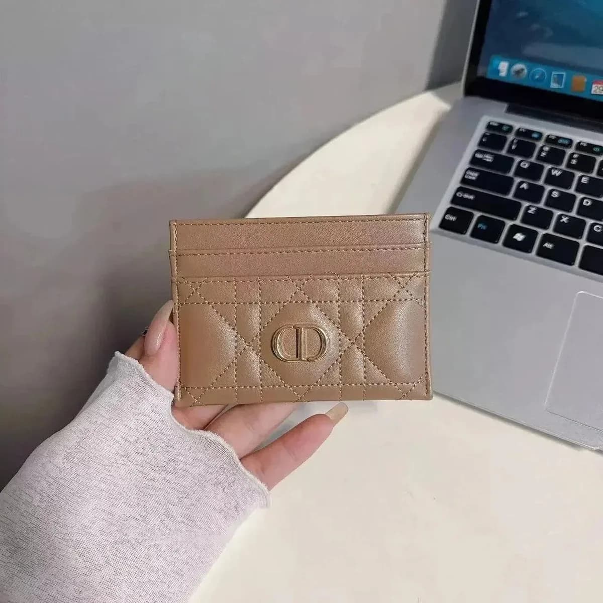 Dior CD Monogram Card Holder Camel