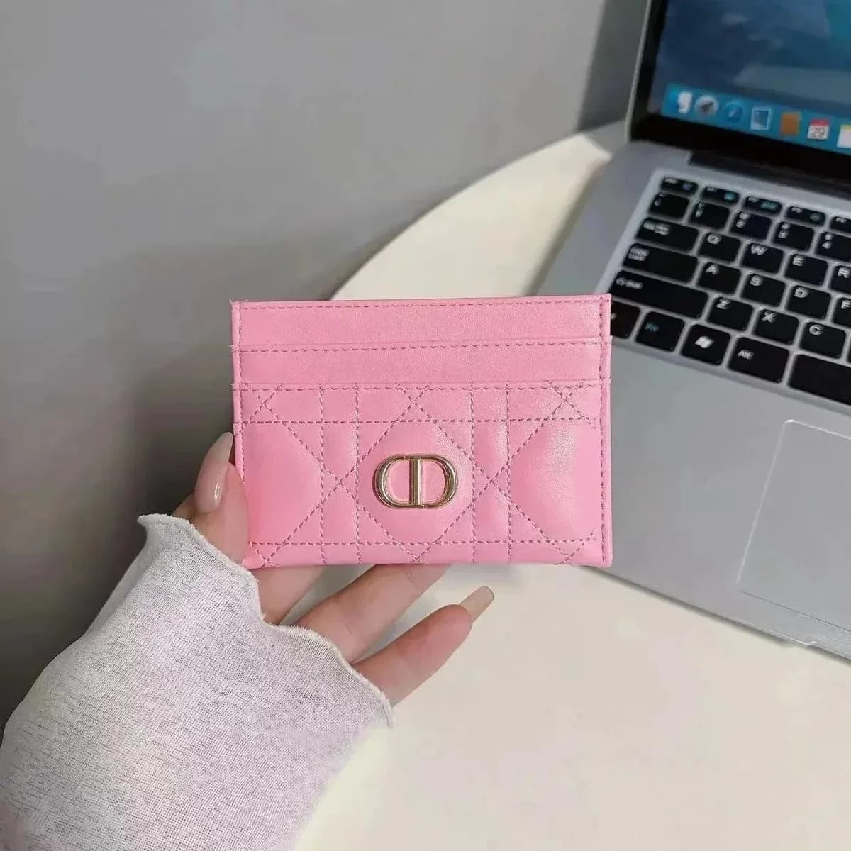 Dior CD Logo Pink Leather Card Holder