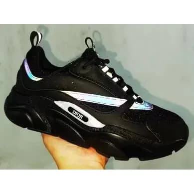 Black Runner Sneakers with Iridescent Sole Detail
