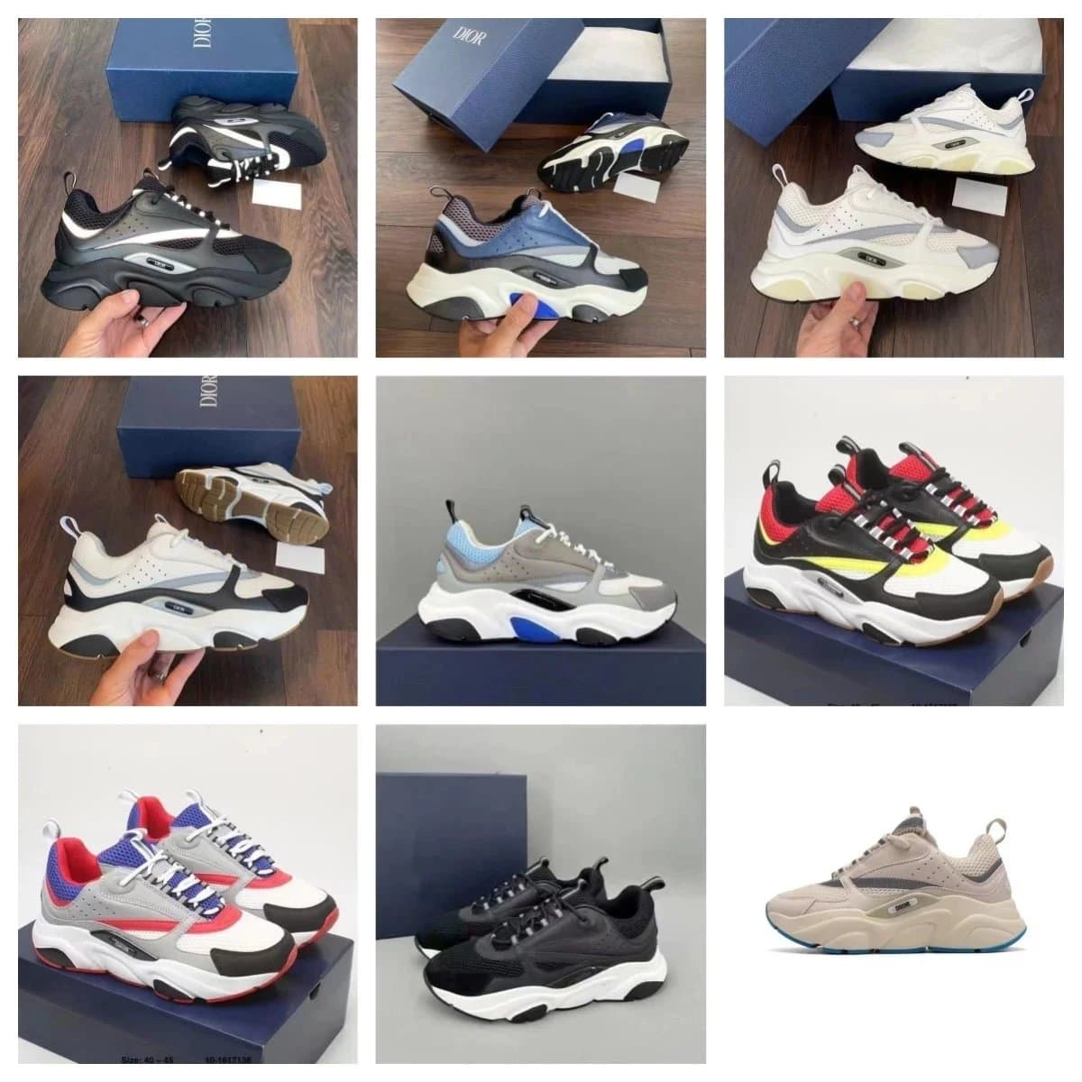 Blue and Black Layered Sneakers with Pale Midsole seller listing evidence