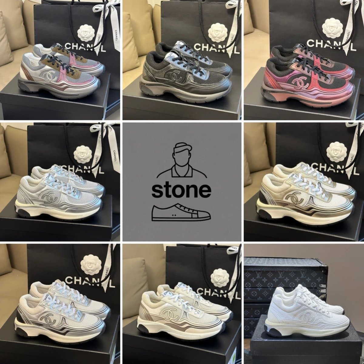 White and Black Layered Runner Sneakers seller listing evidence