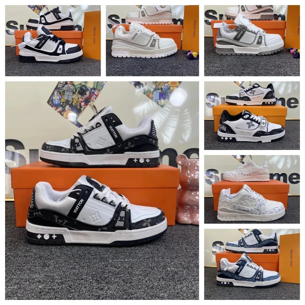 Black and White Low-Top Sneakers with Pale Side Graphics seller listing evidence