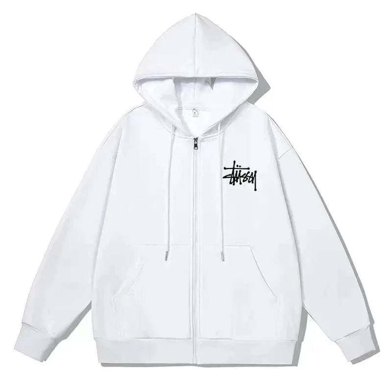 Stussy White Zip-Up Hoodie
