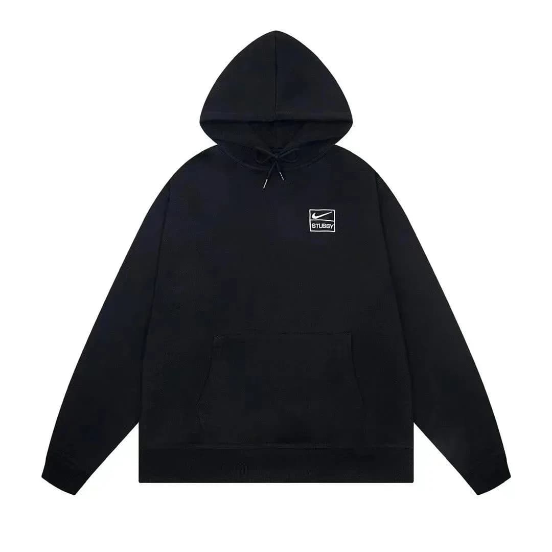 Stussy Black Hoodie with Nike Embroidery