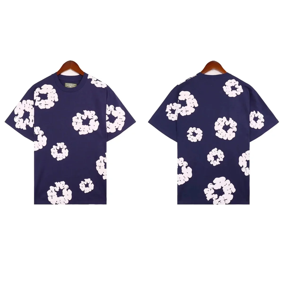 Floral Print T-Shirt Navy/White Casual Top
