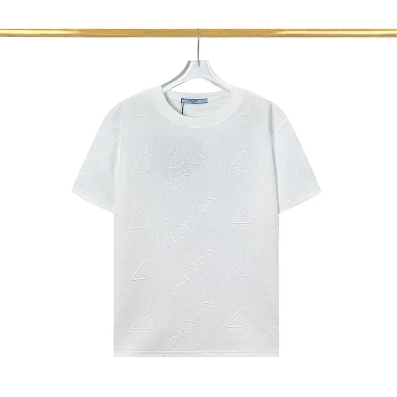 Prada White Embossed Logo T-Shirt