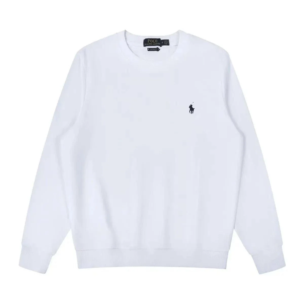 Polo Ralph Lauren White Crewneck Sweater with Black Pony Logo