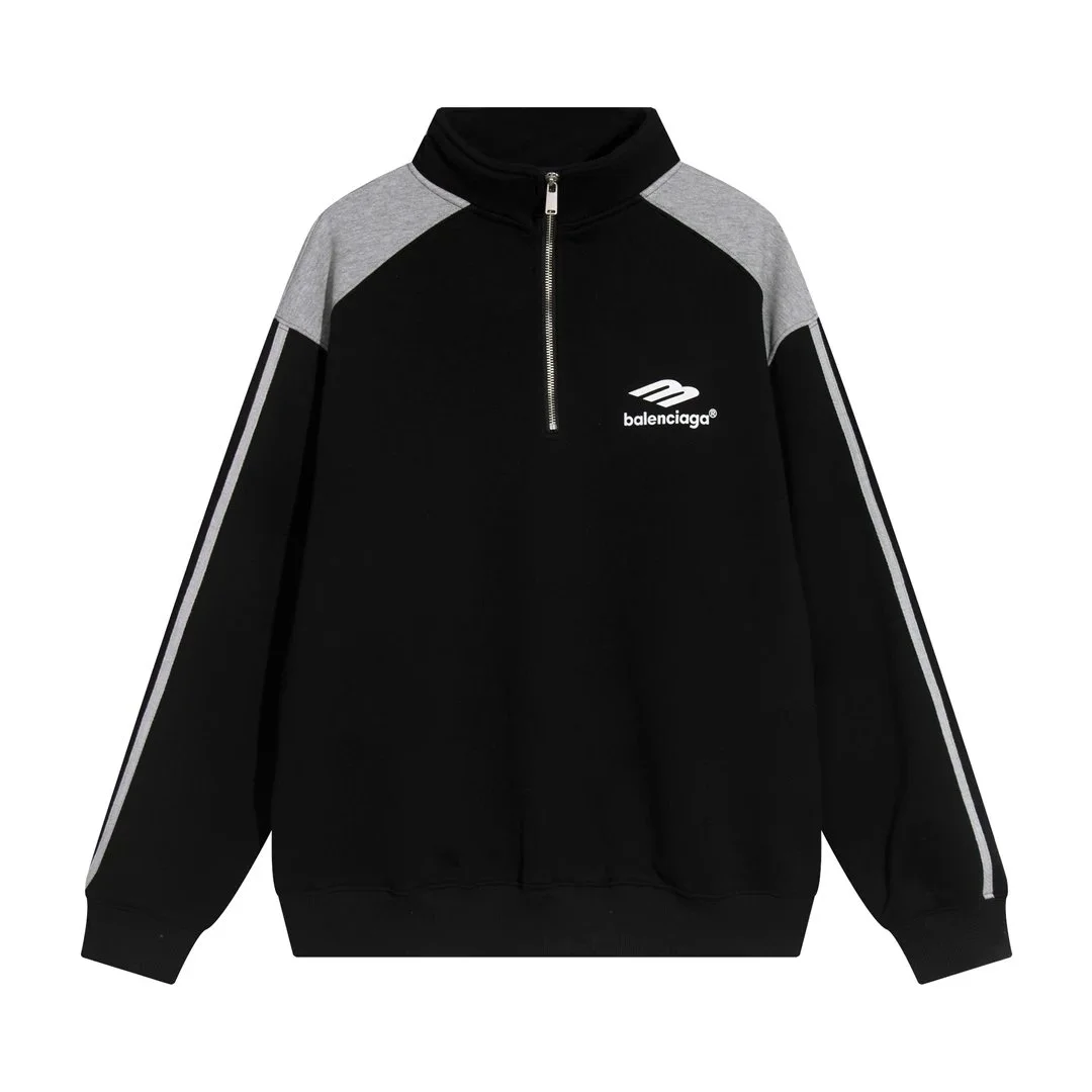 Balenciaga Black & Grey Half-Zip Sweatshirt