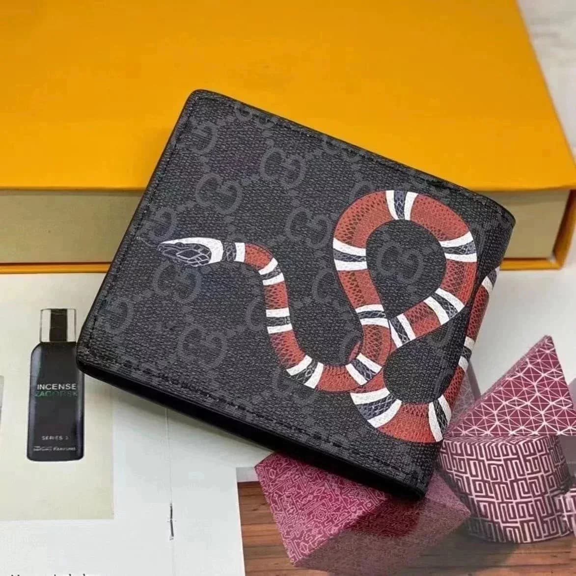 Gucci GG Supreme Black Red Snake Wallet