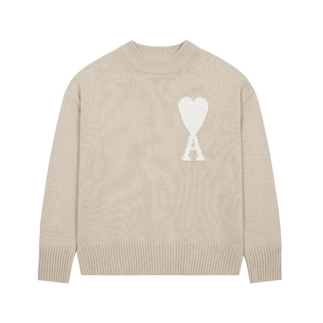 Ami Paris Beige AM Heart Sweater