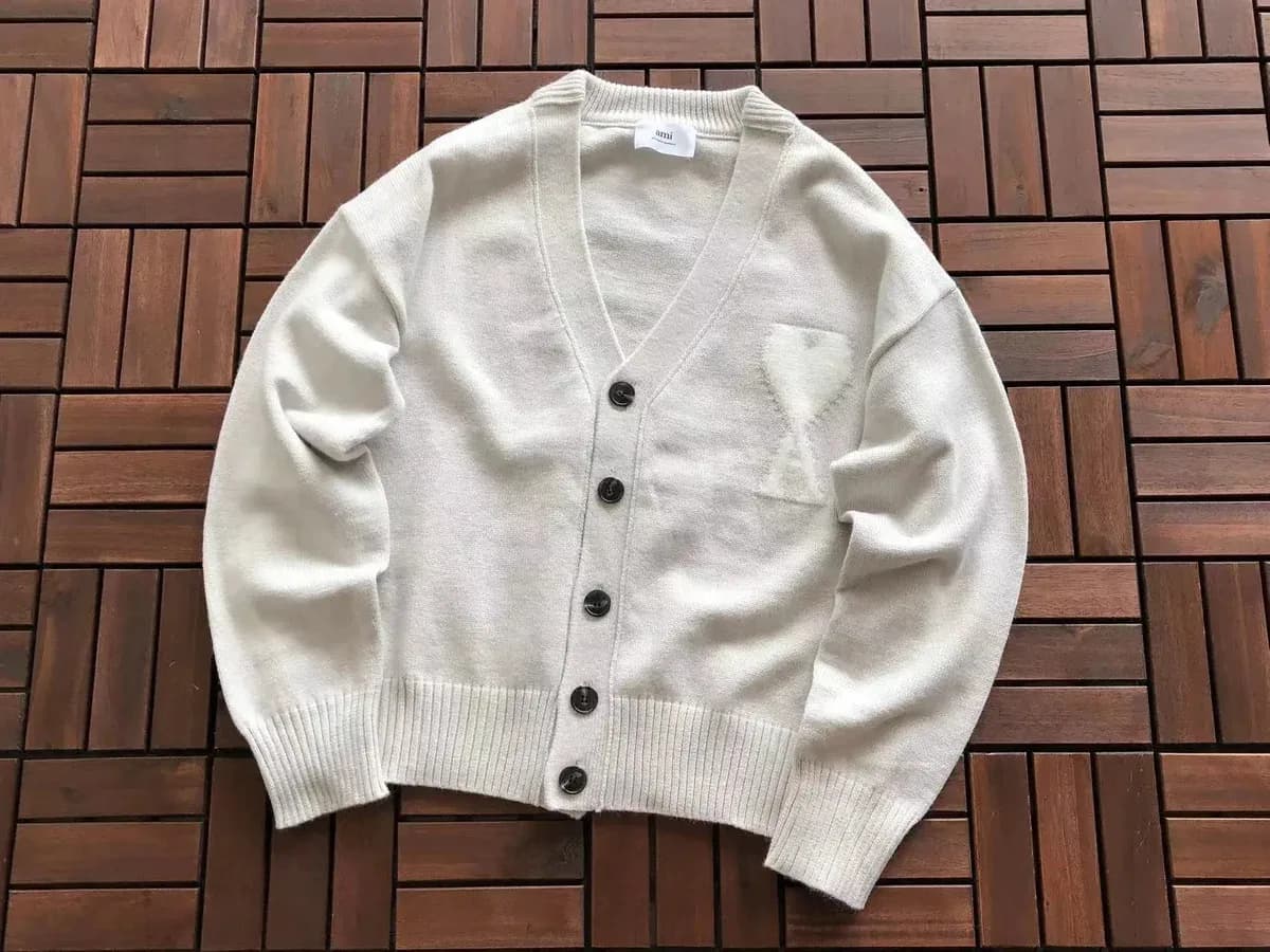 AMI Cardigan Cream Solid Sweater