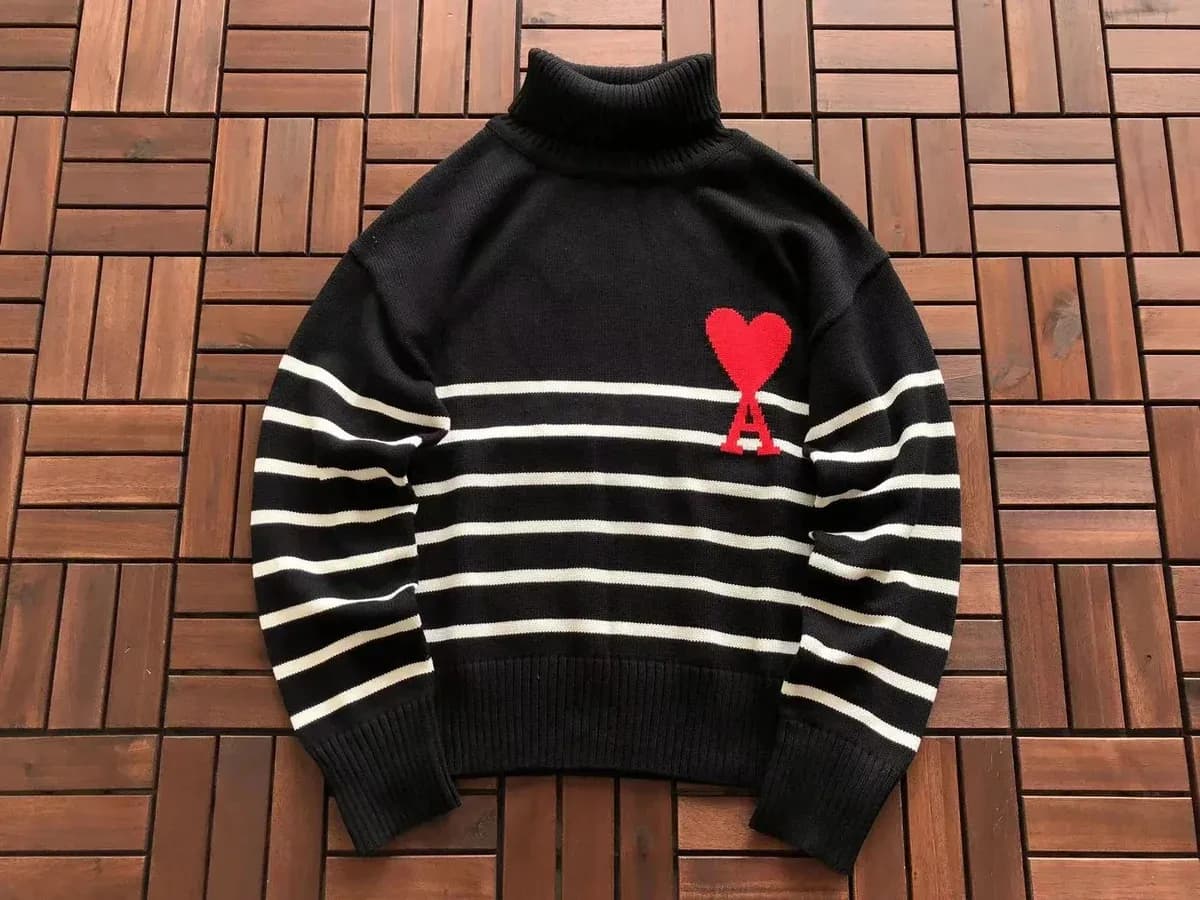 Ami Paris AMRI Turtleneck Sweater Black/White Striped