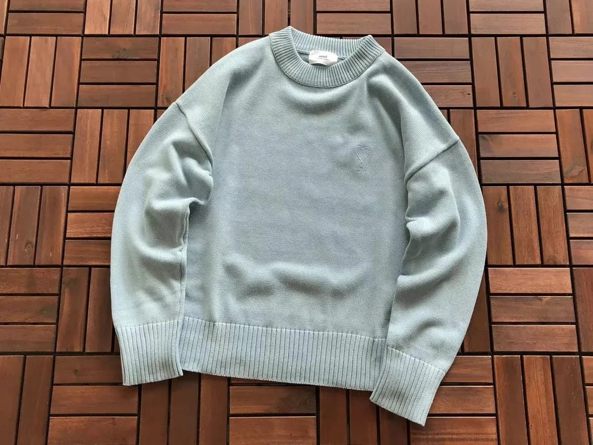 Ami Paris Ami de Coeur Sweater Light Blue Knit Top