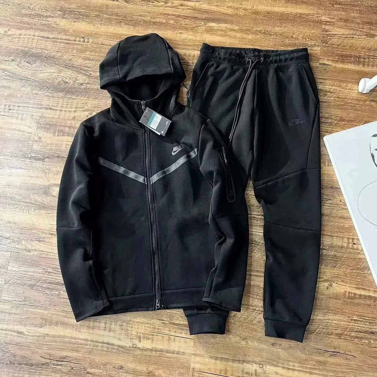 Nike Air Tech Fleece Black Tracksuit Set