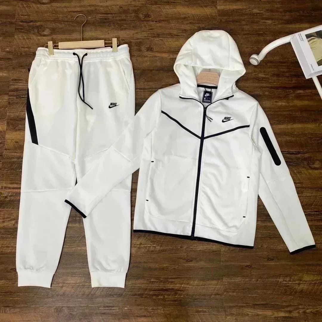 Nike Tech Fleece White/Black Tracksuit Set
