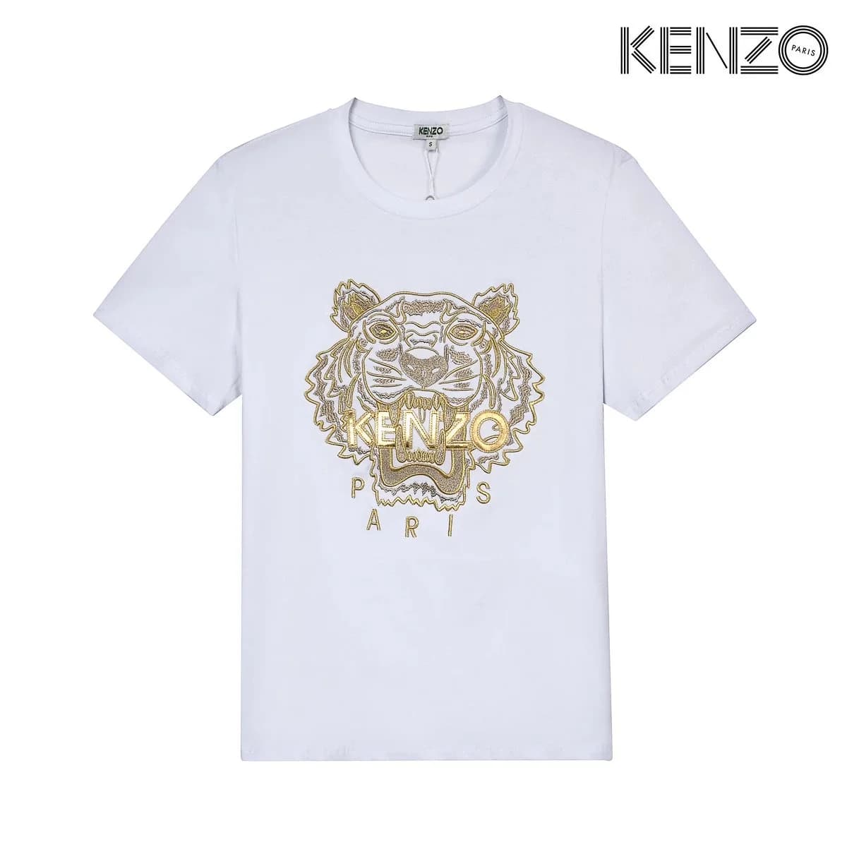 Kenzo White Tiger Embroidery T-Shirt