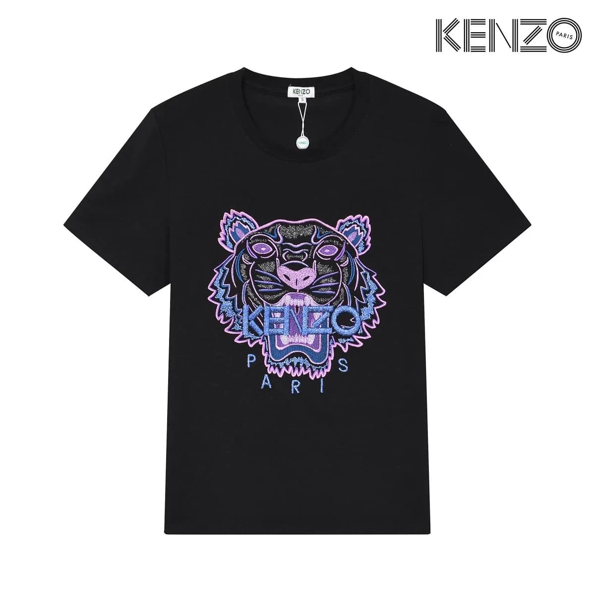 Kenzo Black Tiger Embroidered T-Shirt
