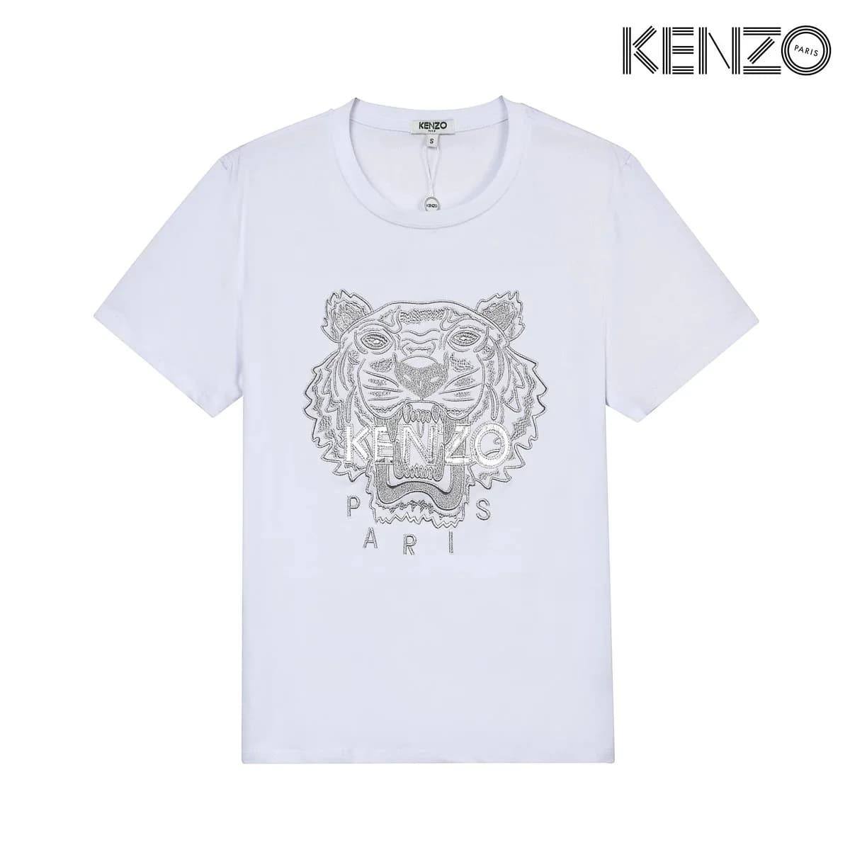 Kenzo White Tiger Embroidery T-Shirt