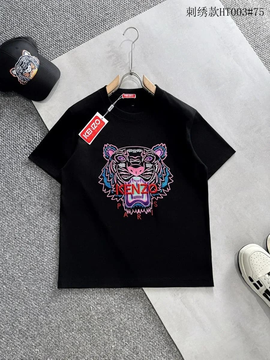 Kenzo Tiger Embroidered Black T-Shirt