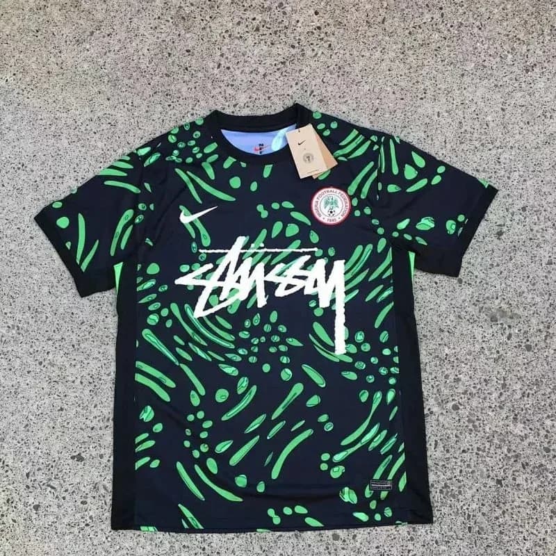 Stussy Nigeria Football Jersey Black/Green T-Shirt