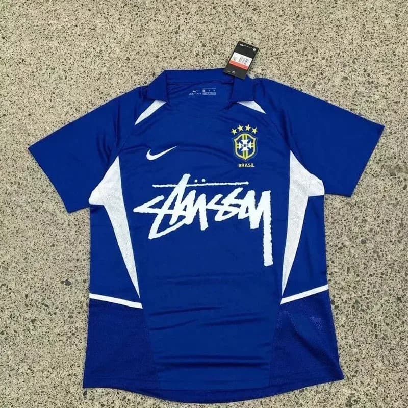 Nike Brazil Stussy Jersey Blue White Sporty