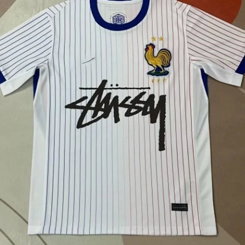 Stussy White Striped Football Jersey