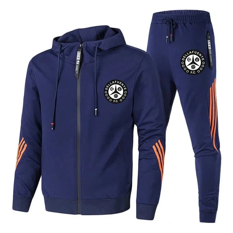 Tracksuit Set Navy Blue with Orange Accents