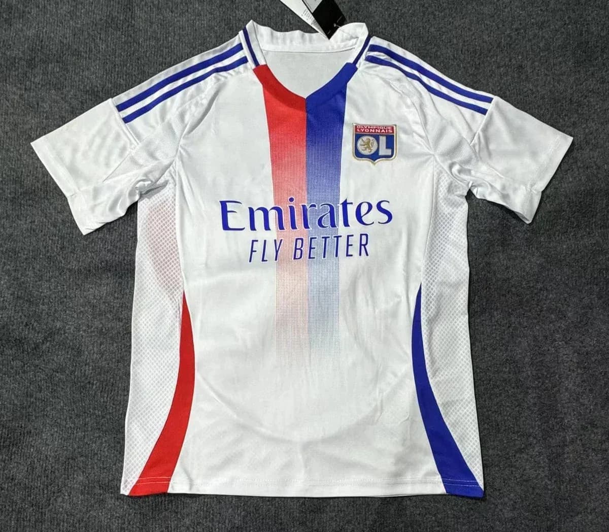 Adidas Lyon Home Jersey White Red Blue Soccer Shirt