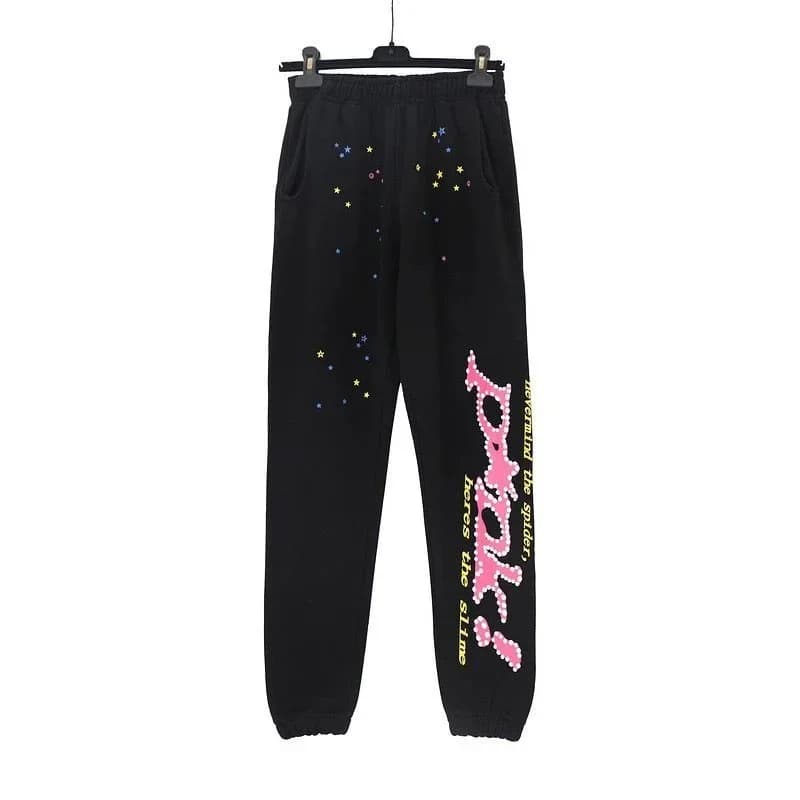 Black Pants with Pink Star Print Casual Sweatpants