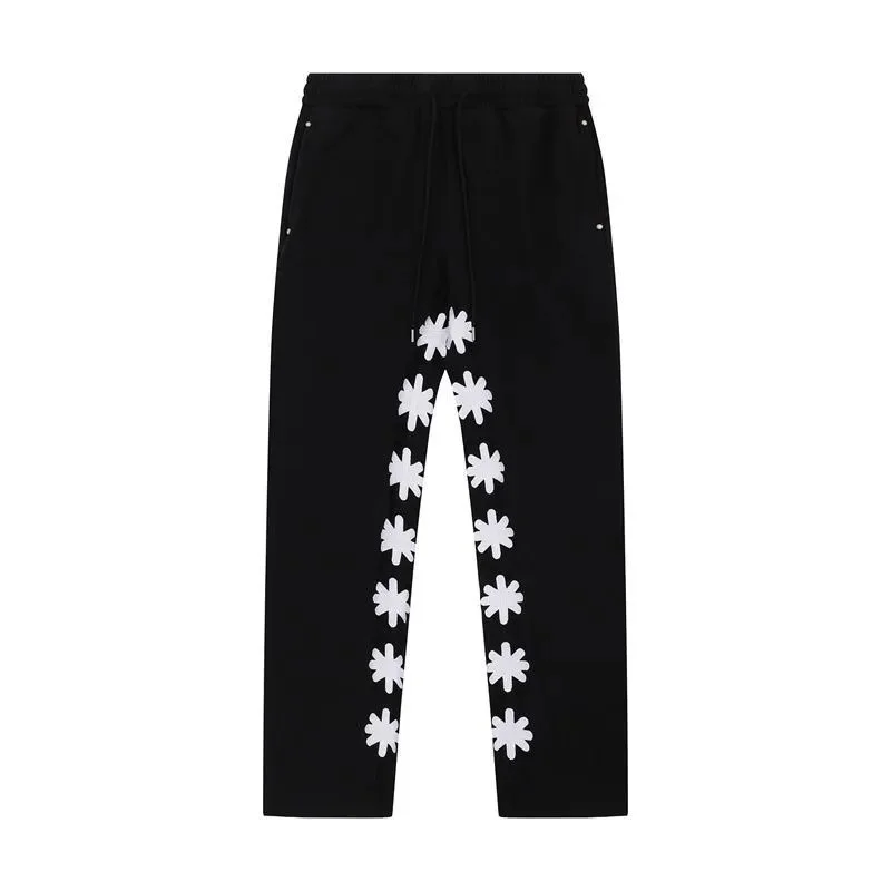 Black Floral Print Track Pants