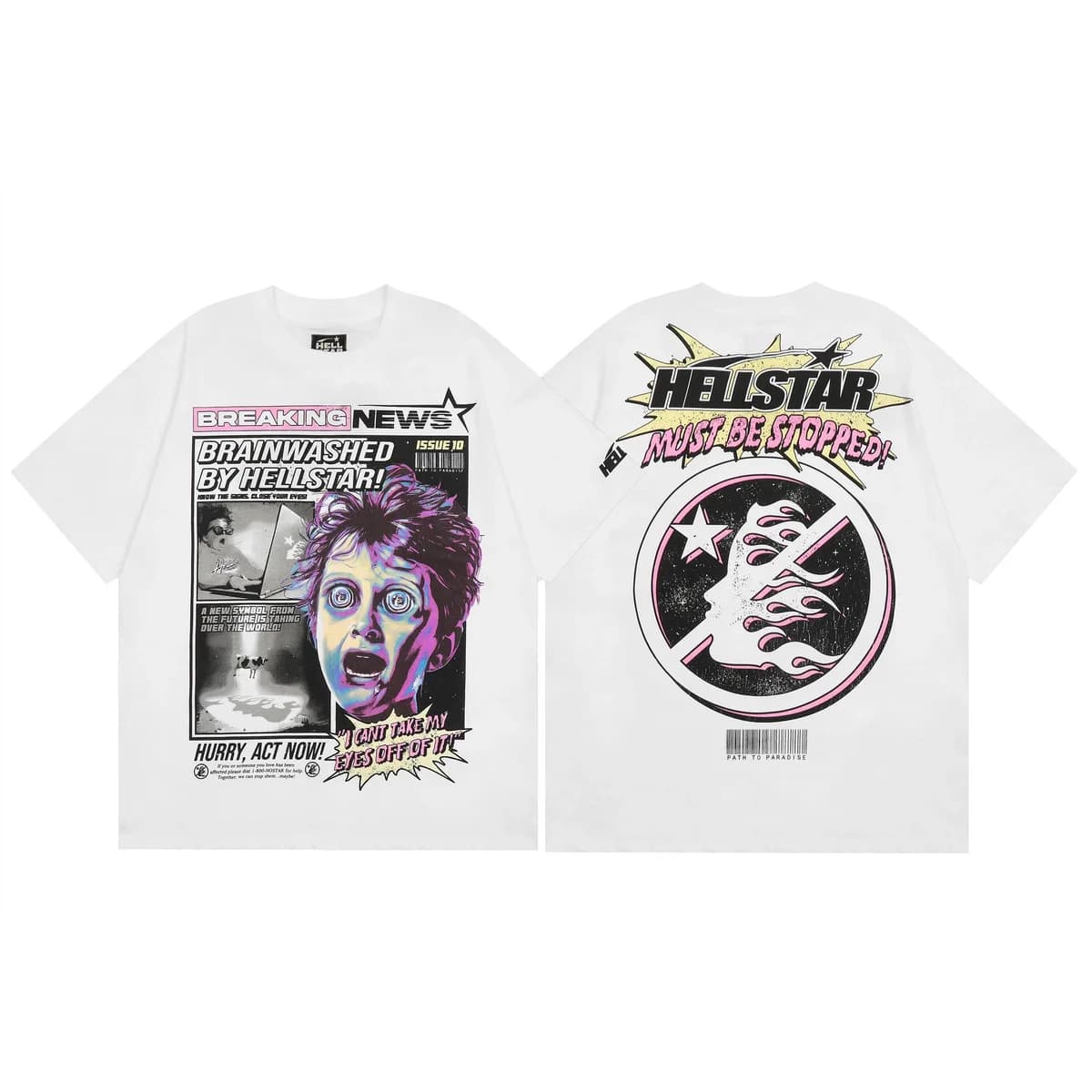 Hellstar Breaking News T-Shirt White Graphic Tee