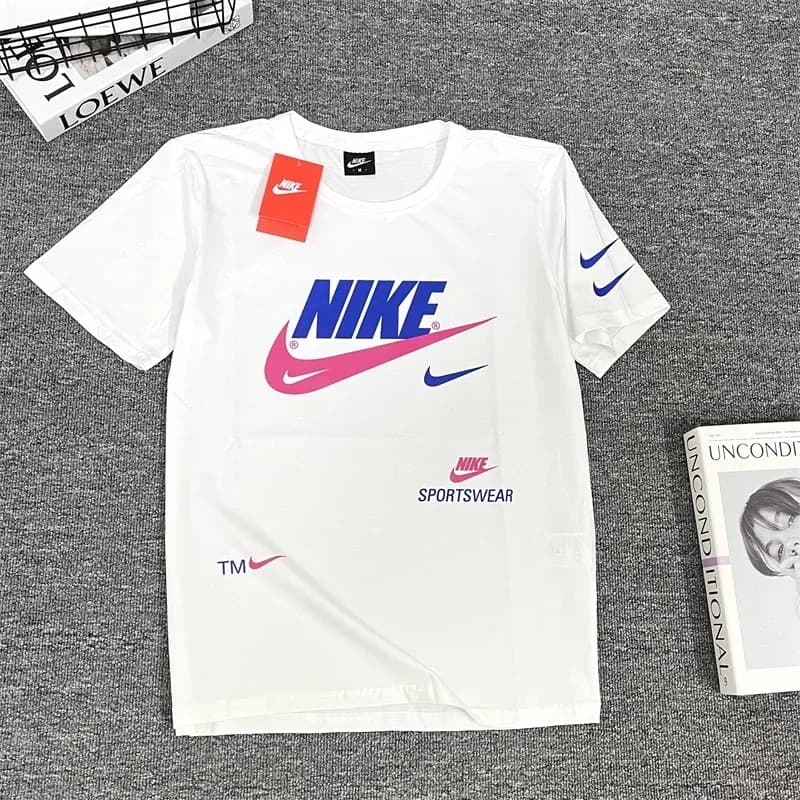 Nike Sportswear White Blue Logo T-Shirt