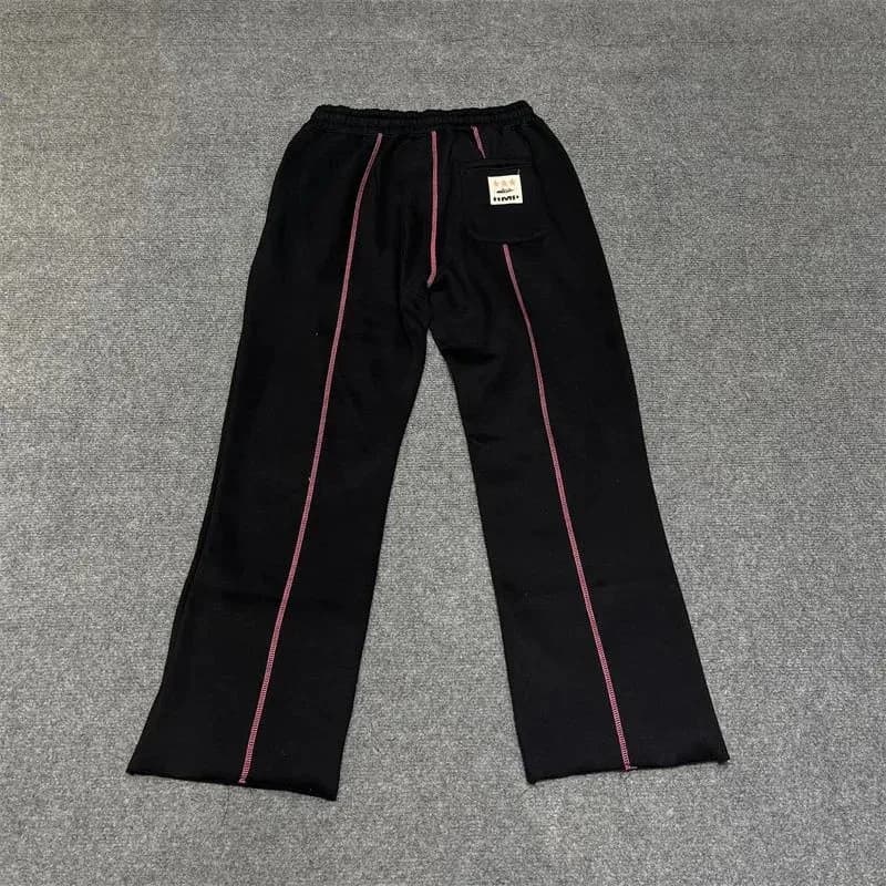 Black with Pink Stripe Track Pants