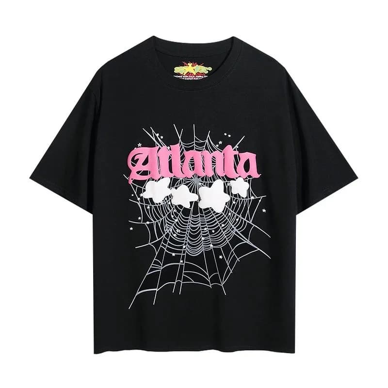 Black Atlanta Web Print T-Shirt