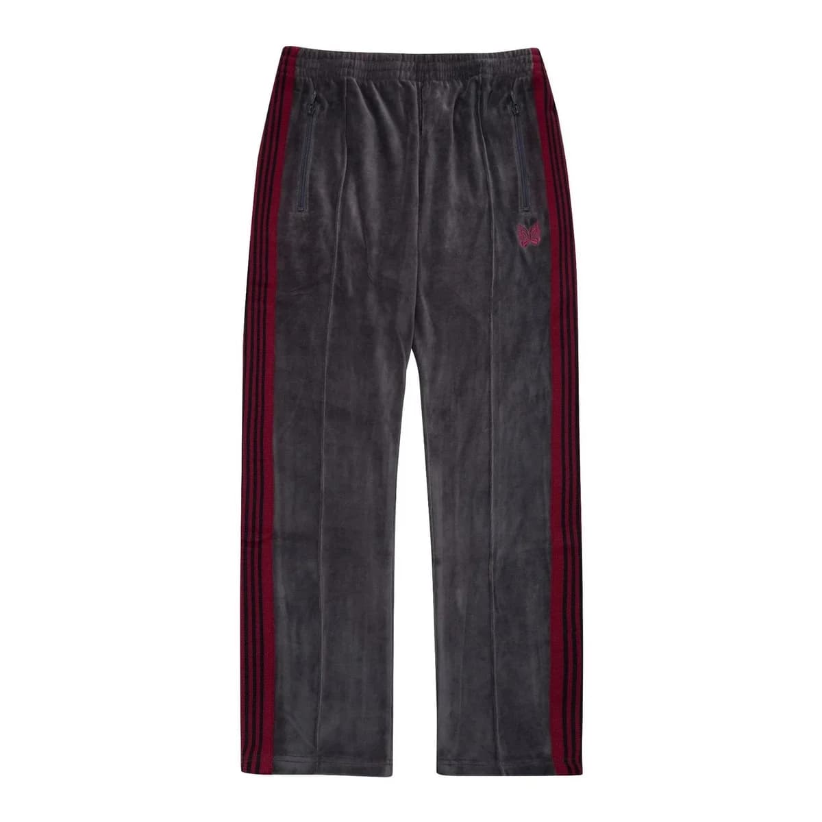 Velvet Track Pants BB-26 Dark Grey with Red Stripes