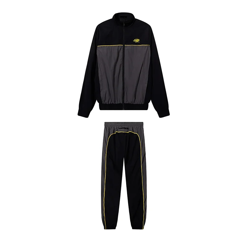 Tracksuit Set in Black and Grey with Yellow Accents