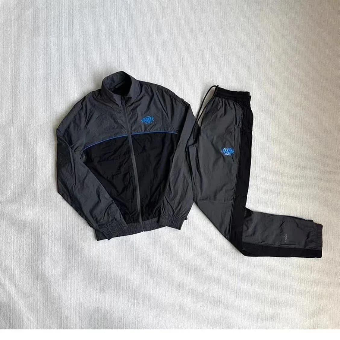 Tracksuit Set in Black with Blue Accents