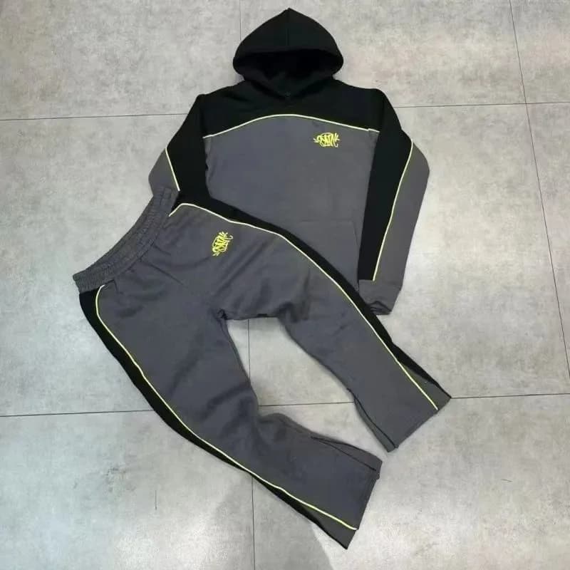 Tracksuit Set Grey with Yellow Accents