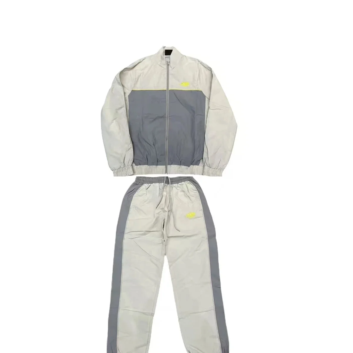 Tracksuit Set in Grey and White with Yellow Accents