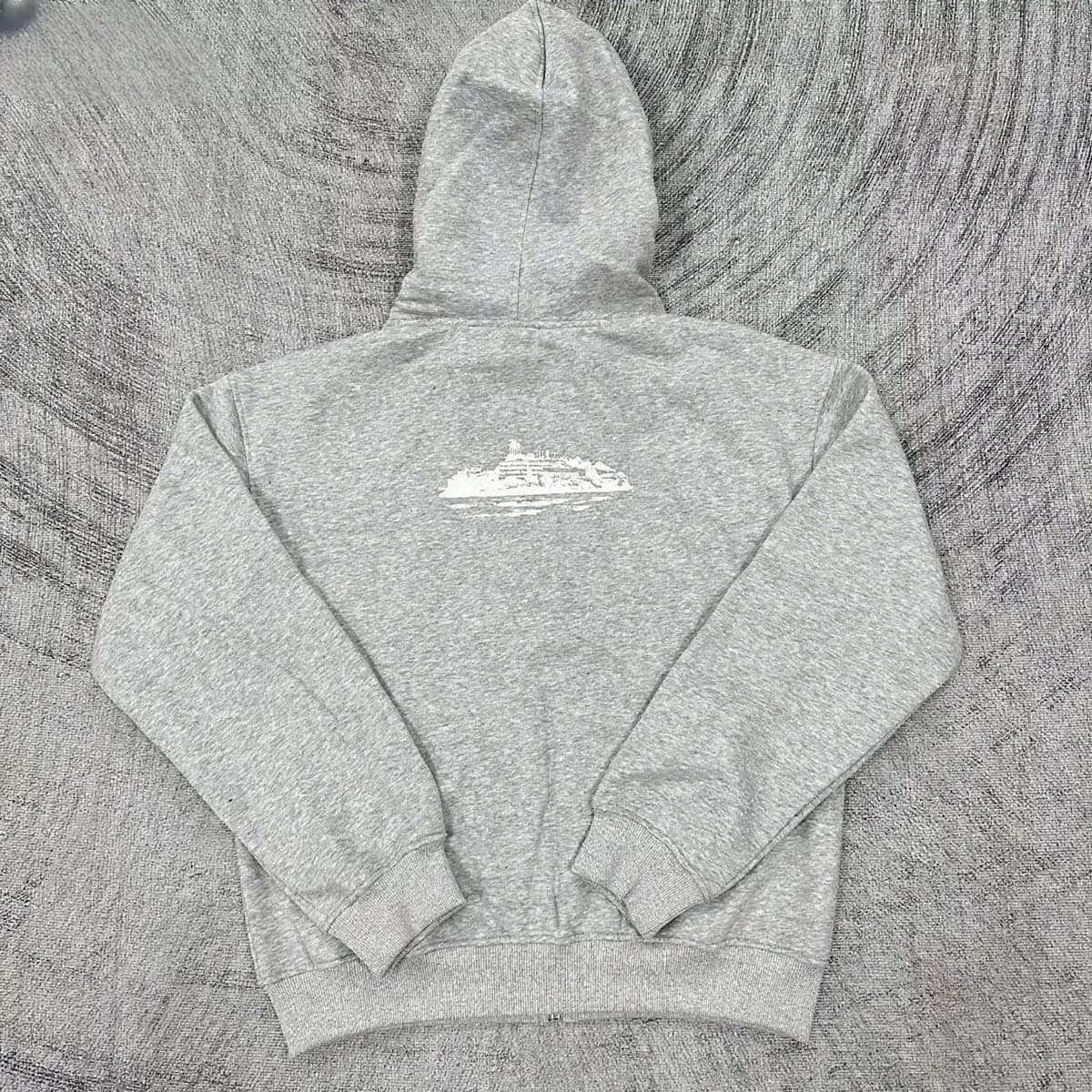 Hoodie with Cruise Ship Print Grey Casual Hoodie