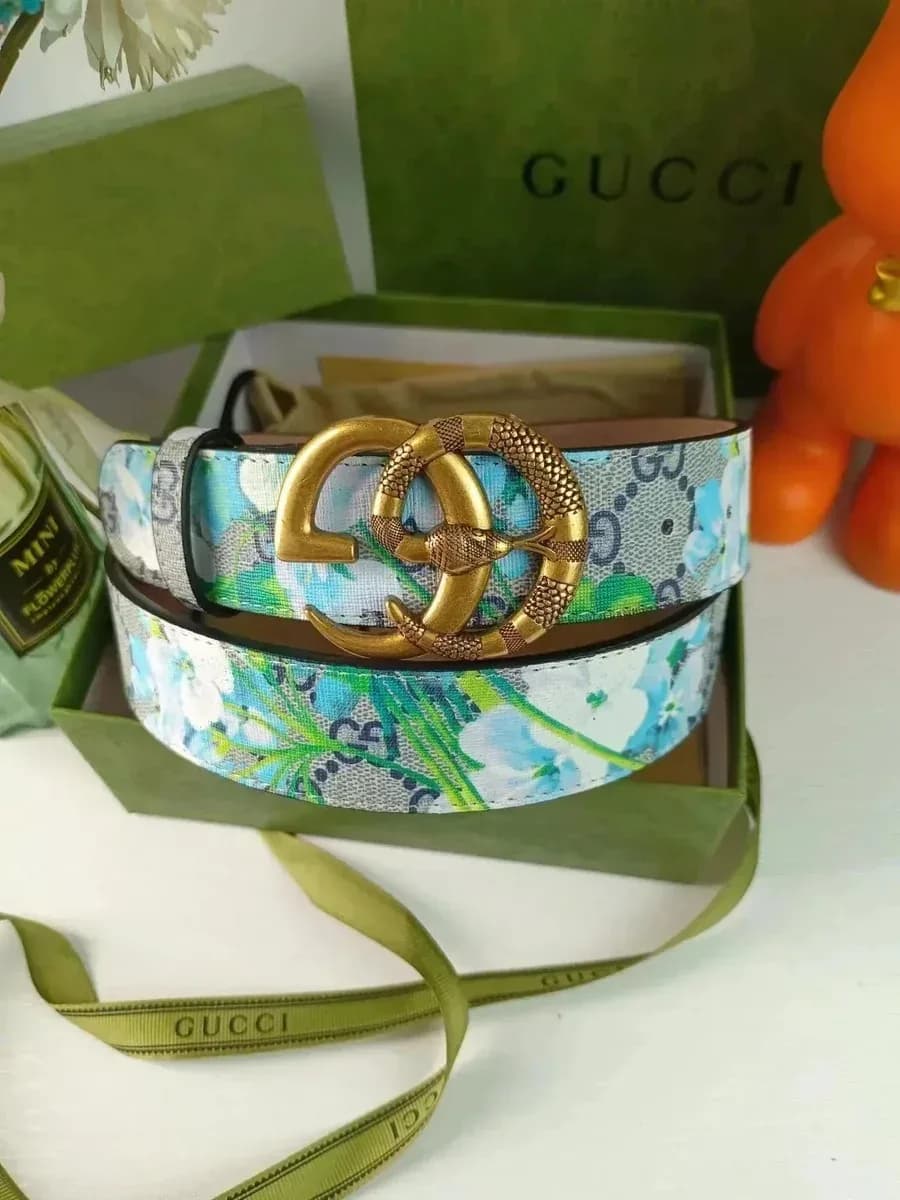Gucci GG Marmont Floral Belt Gold Buckle